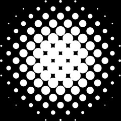 Circular halftone effect, black and white dotted pattern