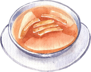 Handdrawn Toddy palm in syrup Thai dessert watercolor