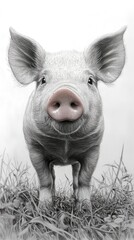 Fototapeta premium A Piglet Poses For A Striking Portrait Drawing