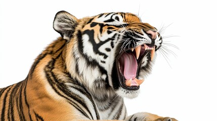 Fototapeta premium Yawning Tiger Showing Teeth And Tongue