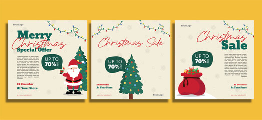 Naklejka premium Series christmas sale template feed instagram