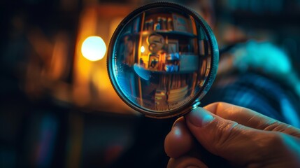 Magnifying glass focusing on a cozy indoor scene