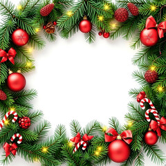 Christmas Branches Border with Decorations &ndash; Festive Holiday Cutout Design