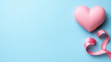 Celebrate love with a heart-shaped ribbon on pastel paper perfect for Valentine's Day