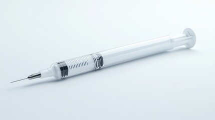 Fototapeta premium Insulin Pen for Diabetes Treatment. White Pen with Needle Isolated on Medical Background