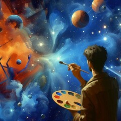 Fototapeta premium A artist creating the universe 
