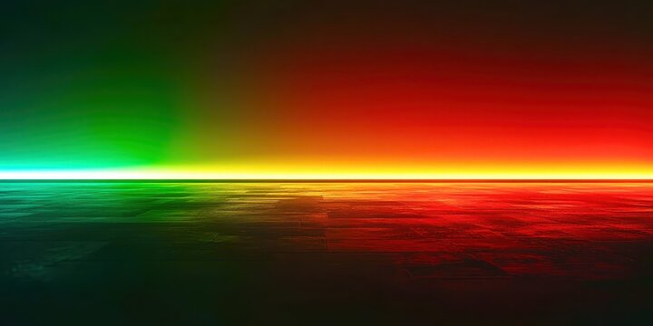 Colorful ocean scene with a green stripe