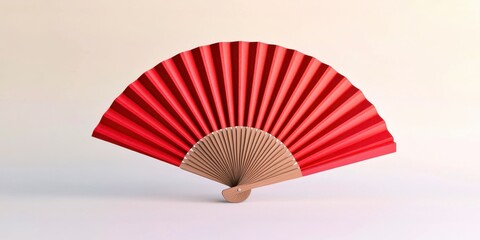 Red fan is on a white background