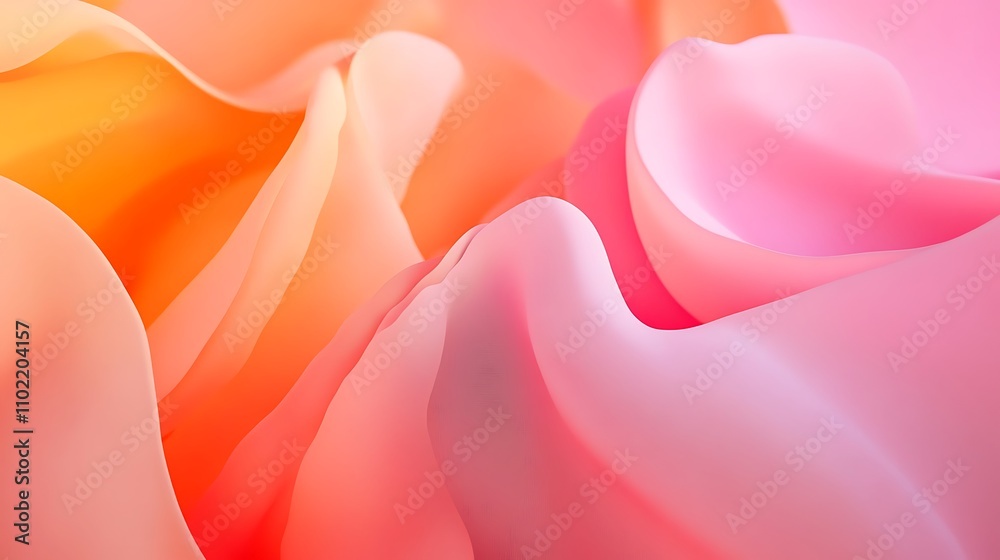 Poster soft pink and orange gradient waves create a calming abstract background for creative projects and d