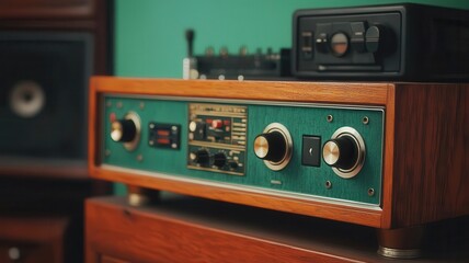 Obraz premium Vintage audio equipment showcasing retro design and high-quality sound.