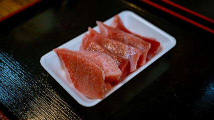 Aomori Gyosai Center fish market, Sashimi seafood, Aomori Nokke don with salmon, akami, chutoro, otoro, octopus, sweet shrimp or uni. local japanese food. freshness meal, travel destination.