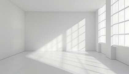 Fototapeta premium White empty room with a large window. 3d rendering mock up