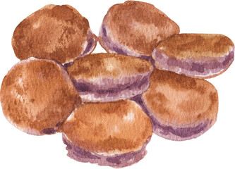 Handdrawn Thai coconut pancake Thai dessert watercolor