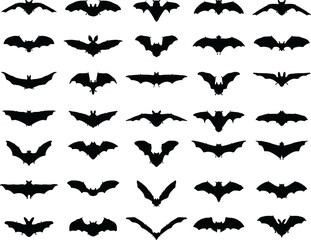 Black silhouettes of bats 