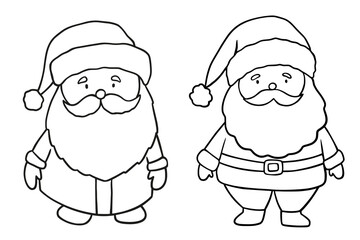 Santa Claus coloring book sketch. Vector outline Christmas illustration for childish coloring book. Outline drawing. Line vector illustration. Isolated on white background. Good for posters, t shirts