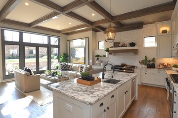 Modern Farmhouse Kitchen Living Area Design