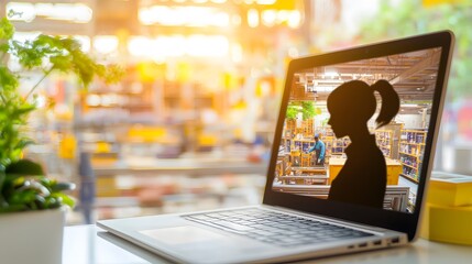 A stylized image of a consumer product such as a laptop or mobile phone, with the silhouette of a Chinese worker in a factory reflected inside the screen. The design suggests the connection 