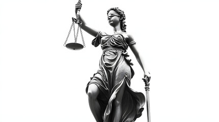 A powerful statue of Lady Justice holding scales and a sword, symbolizing fairness, law, and order.