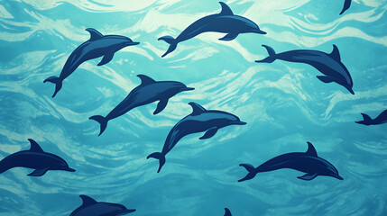 Naklejka premium pattern with dolphins