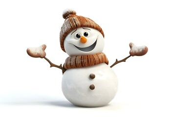 Snowman isolated on white background, perfect for winter designs