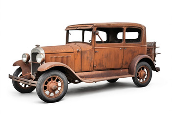Vintage Classic Car on White Background Retro Automobile Isolated Stock Image.