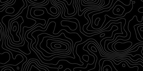 Abstract topography map with black background. Abstract Grey and white line geography map pattern line vector design.