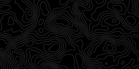 Abstract topography map with black background. Abstract Grey and white line geography map pattern line vector design.