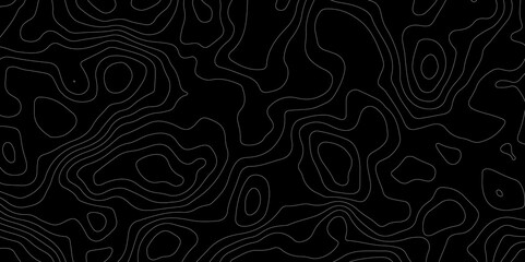 Abstract topography map with black background. Abstract Grey and white line geography map pattern line vector design.