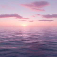 Fototapeta premium Pastel sunset casts a tranquil glow over the calm ocean waters at the end of the day