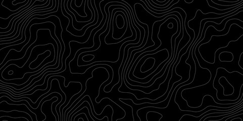 Abstract topography map with black background. Abstract Grey and white line geography map pattern line vector design.