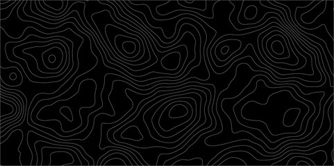 Abstract topography map with black background. Abstract Grey and white line geography map pattern line vector design.