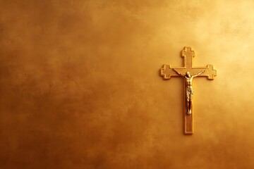 Minimalist Golden Cross Banner Composition with Negative Space for Epiphany