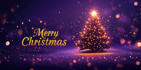 A purple background with the words Merry Christmas written