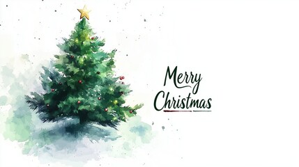 A simple vector illustration of a Christmas logo with a pine tree and stars