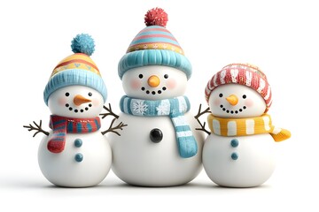 Smiling snowman in a festive hat, enjoying the winter season
