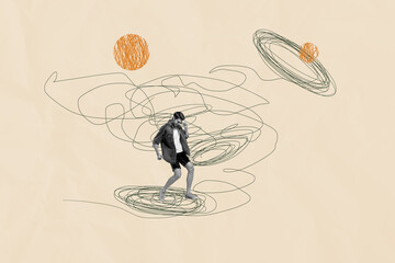 Composite trend artwork sketch image collage of copyspace illustration paint line doodle miniature...