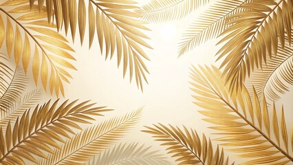 Obraz premium Golden Palm Leaves Frame, Tropical, Summer ,background