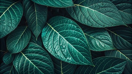 Fototapeta premium Emerald Green Leaf Texture Close Up, Nature ,Foliage