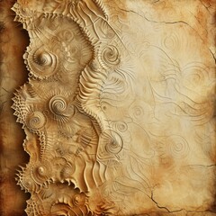 Abstract grunge background with ornament on old paper texture. 