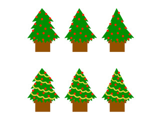 星なしクリスマスツリー6セット：金モール＆赤オーナメント