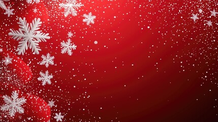 Red background with snowflakes, Christmas-themed vector