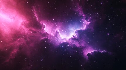 Fototapeta premium Vivid pink and purple space nebula showcasing stellar formation and cosmic beauty in deep universe