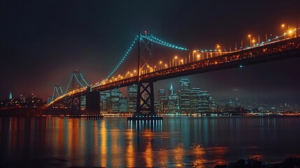 Fototapeta premium Night view of Brooklyn Bridge, New York City, United States.