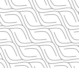 Vector seamless texture . Modern geometric background with interesting curved stripes.