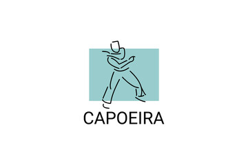 Capoeira fighting dance sport vector line icon. Capoeira fighting stance. sport pictogram, vector illustration.