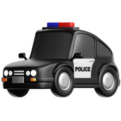 3d render police car icon on isolated transparent background 