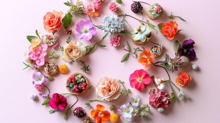 Isolated Pastel Floral Arrangement on Soft Background