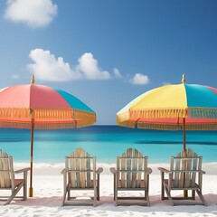 Fototapeta premium Beach umbrellas and chairs