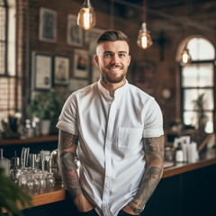 handsome, elegant bartender at work