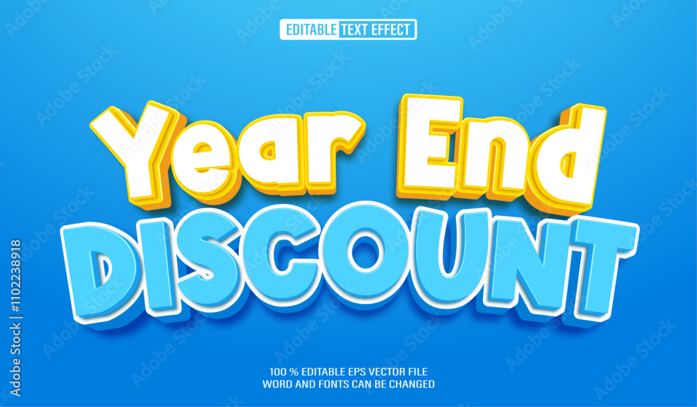 Fototapete editable 3d text style effect - year end discount text effect template